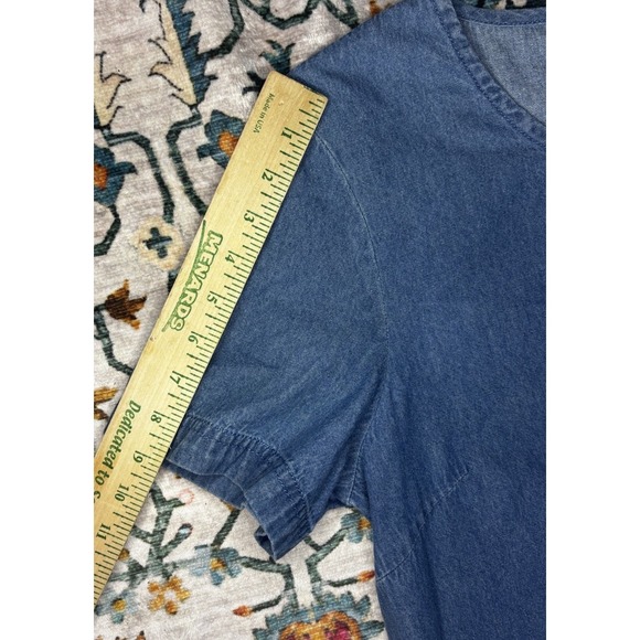 🌸Blair Blue Jean Shift Dress Women XL Floral Embroidered Denim Pockets Cottage - Picture 8 of 9